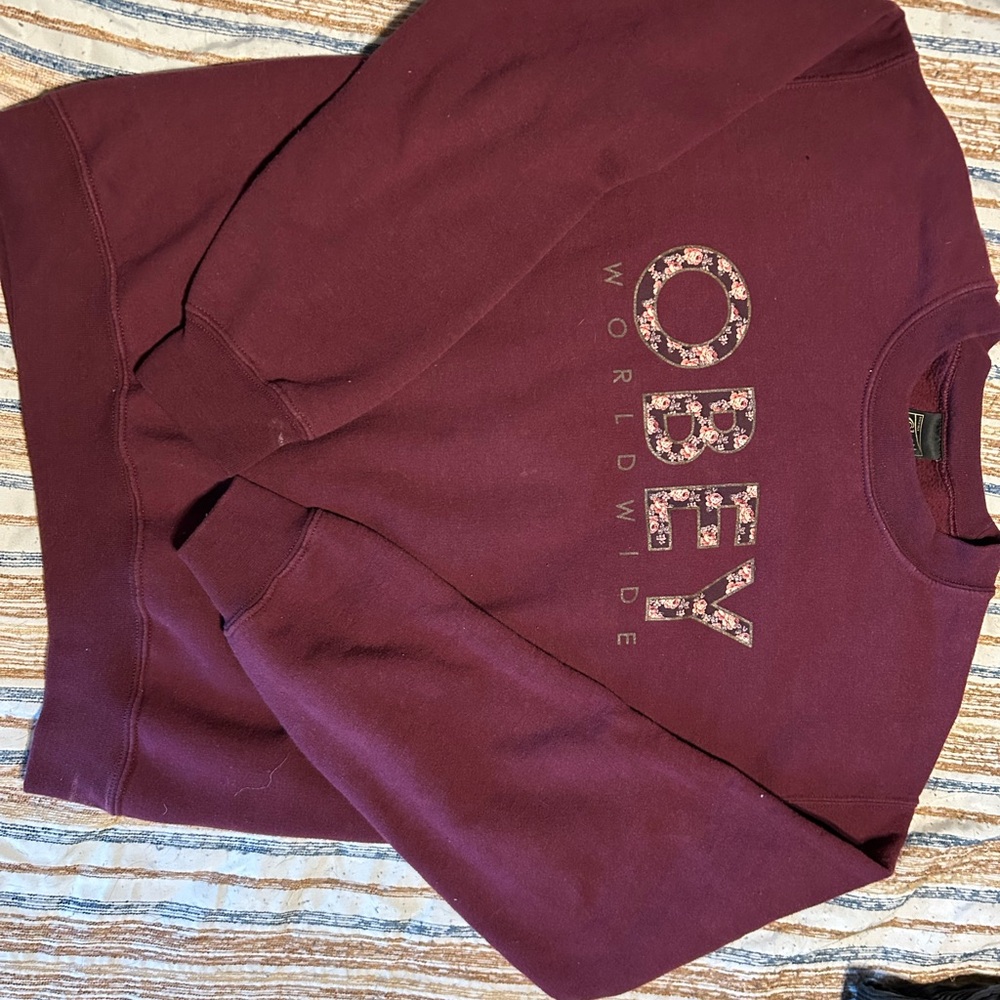 Obey Maroon Crewneck with Logo